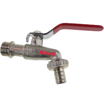 Klotz Admi®Valvems Kugel-Auslaufventil 119a Messing vernickelt, mit Wand-Außengewinde und Schlauchtülle