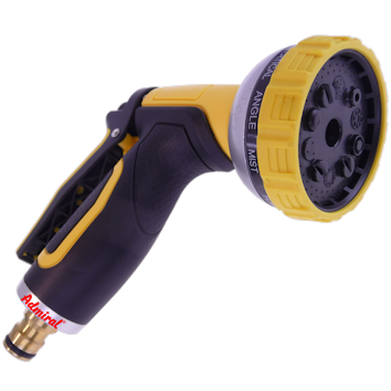 KLOTZ Steckkupplung Admi®Stick Multispray 5002 gelb-anthrazit, Gartenbrause mit 10 Sprüheinstellungen
