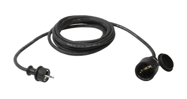 Profibau Verlängerungskabel BS100-58 Schwarz, 230 V, 5 m / 10 m / 25 m, Gummi-Kabel, IP44