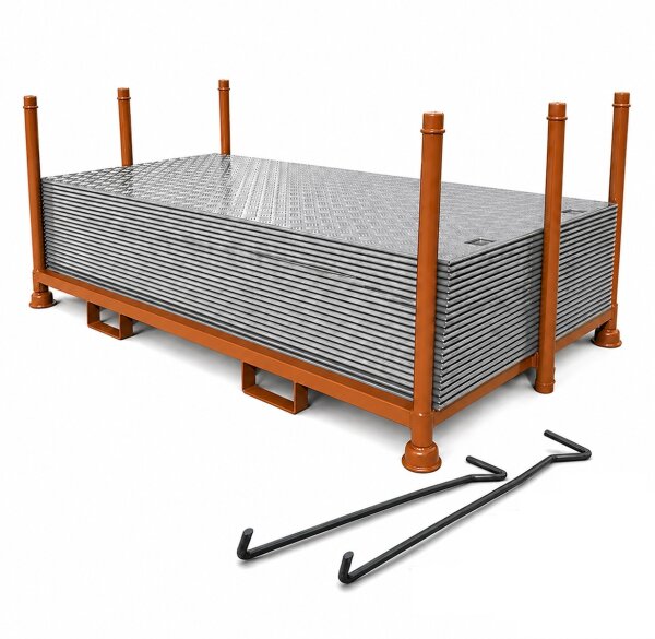 40m² SET - 20x Fahrplatten 10x1000x2000mm grau + Transportgestell lackiert ohne Verbinder