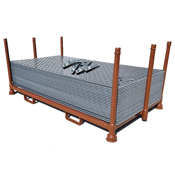 80m² SET - 40x Fahrplatten 10x1000x2000mm grau + Transportgestell lackiert mit Kunststoffverbinder