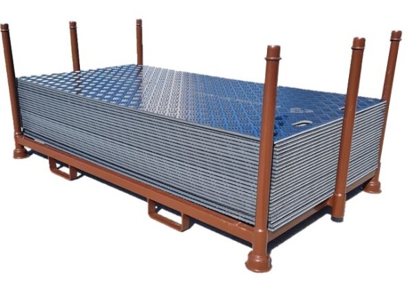 20m² SET - 10x Fahrplatten 20x1000x2000mm schwarz + Transportgestell lackiert ohne Verbinder