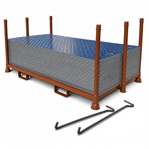 40m² SET - 20x Fahrplatten 20x1000x2000mm schwarz + Transportgestell lackiert ohne Verbinder