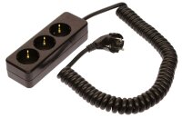 Steckdosenleiste 3-fach, 2,5m Spiralkabel, schwarz - AS...