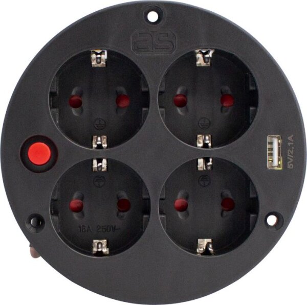 4-fach-Steckdoseneinsatz IP20 mit USB - AS SCHWABE