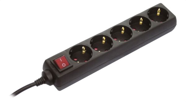 Steckdosenleiste 5-fach, 1,4m, schwarz - AS SCHWABE