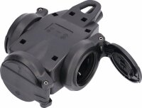 Vollgummi-3-fach-Verteiler-Steckdose, schwarz - AS SCHWABE