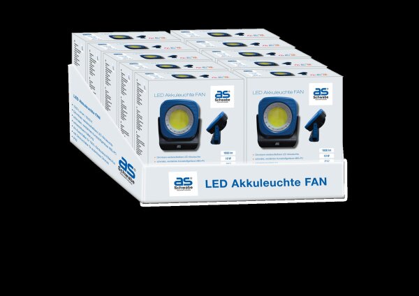 As Schwabe Thekendisplay mit 10 LED Akkuleuchten FAN 99437 Blau/Schwarz, 10 W, 1000 Lumen