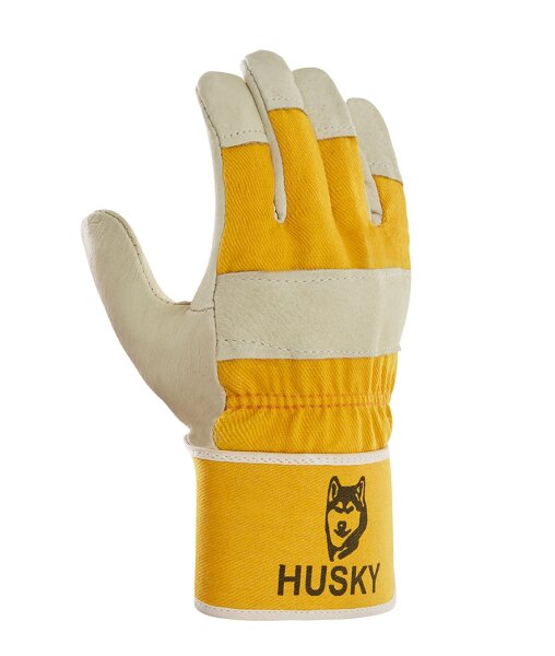 teXXor® Büffelvollleder-Winterhandschuhe HUSKY Leder natur, Drell gelb 1120