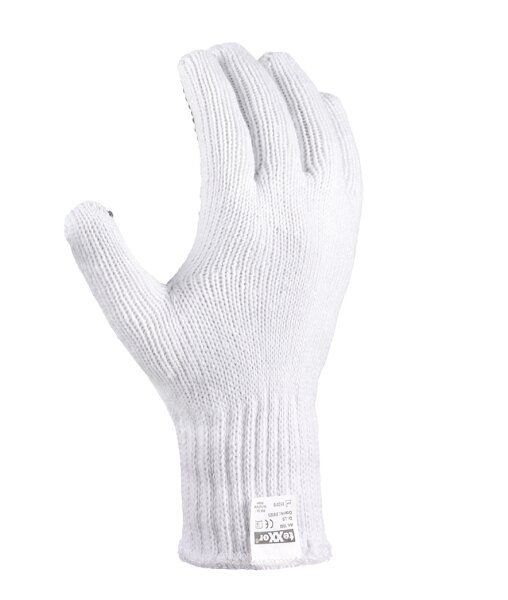teXXor® Grobstrick-Handschuhe BAUMWOLLE/POLYESTER weiß/schwarze Noppen 1930