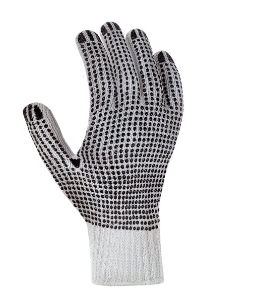 teXXor® Grobstrick-Handschuhe BAUMWOLLE/POLYESTER weiß/schwarze Noppen 1935