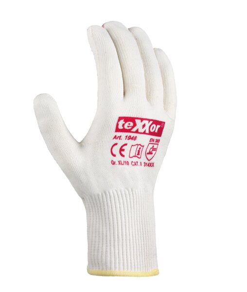 teXXor® Feinstrick-Handschuhe BAUMWOLLE/NYLON beige/rote Noppen 1946