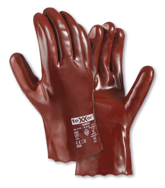 teXXor® topline Chemikalienschutz-Handschuhe PVC ROTBRAUN rotbraun 2110