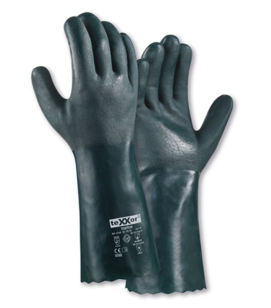 teXXor® topline Chemikalienschutz-Handschuhe PVC GRÜN grün 2142