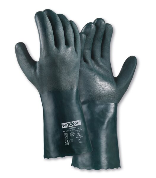 teXXor® topline Chemikalienschutz-Handschuhe PVC GRÜN grün 2151