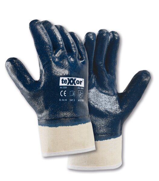teXXor® Nitril-Handschuhe STULPE beige/blau 2339