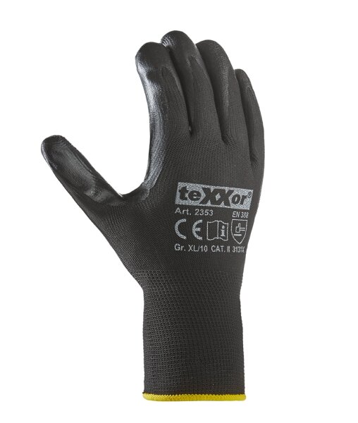 teXXor® Nitril-Handschuhe POLYESTER schwarz schwarz 2353