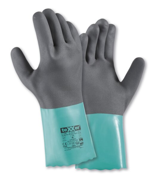 teXXor® CHEMTOUCH Chemikalienschutz-Handschuh NITRIL blaugrün/grau 2368