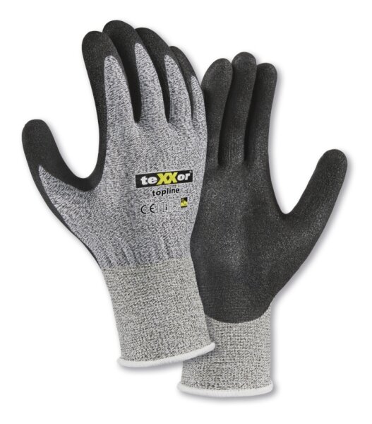 teXXor® topline Schnittschutz-Handschuhe NITRIL E grau meliert / schwarz 2429