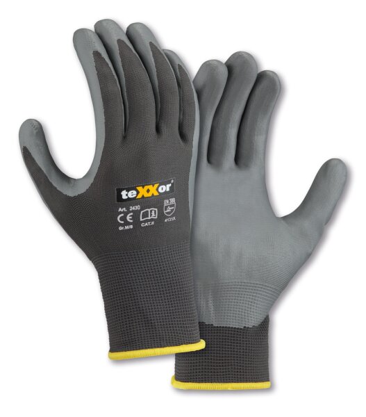 teXXor® Polyester-Handschuhe NITRIL BESCHICHTET grau/grau 2430