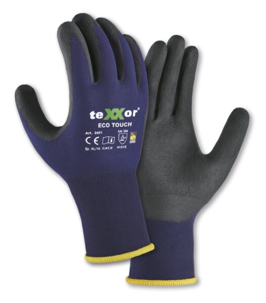 teXXor® Nylon-Strickhandschuhe ECO TOUCH® dunkelblau/schwarz 2451