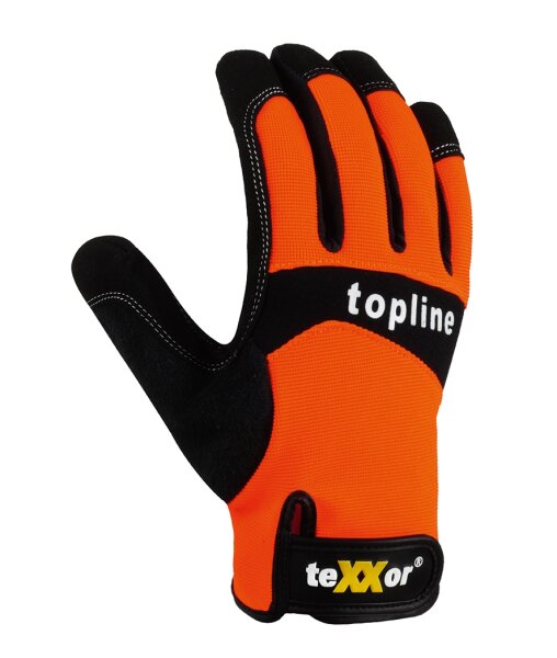 teXXor® topline Kunstleder-Handschuhe IRVINE, SB-Verpackung orange/schwarz/grau 2530