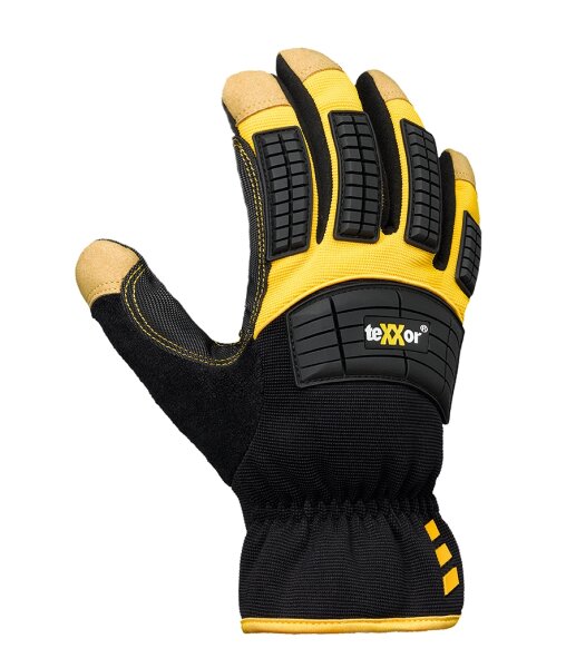 teXXor® topline Kuhleder-Handschuhe OCALA, SB-Verpackung gelb/schwarz 2560