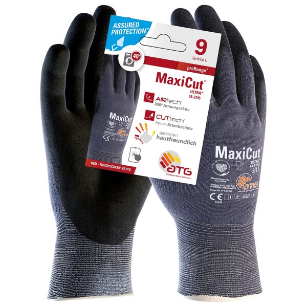 MaxiCut® Ultra™ Nylon-Strickhandschuhe (44-3745 HCT), SB-Verpackung blau/schwarz 2578