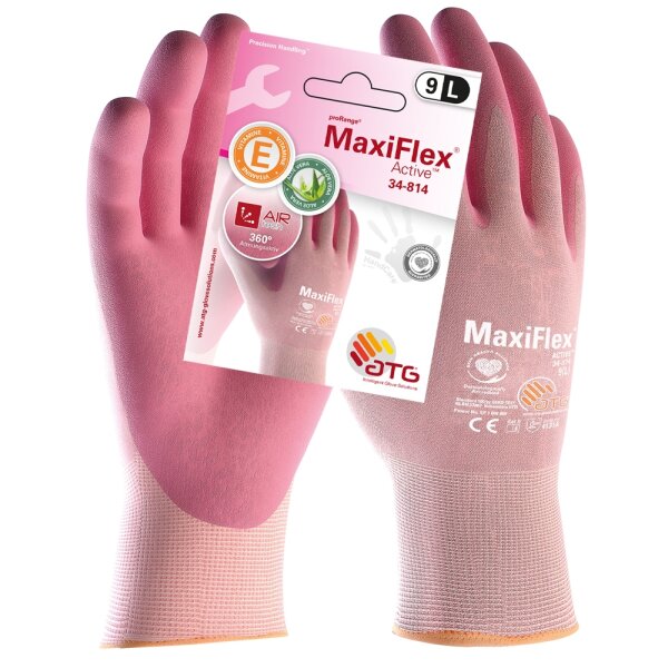 MaxiFlex® Active™Nylon-Strickhandschuhe (34-814 HCT) SB-Verp rosé/rosé 2582