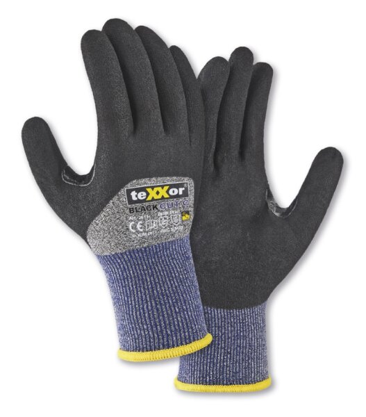 teXXor® Schnittschutz-Strickhs. BLACK CUT®C 3/4 besch. grau-meliert/blau/schwarz 2611