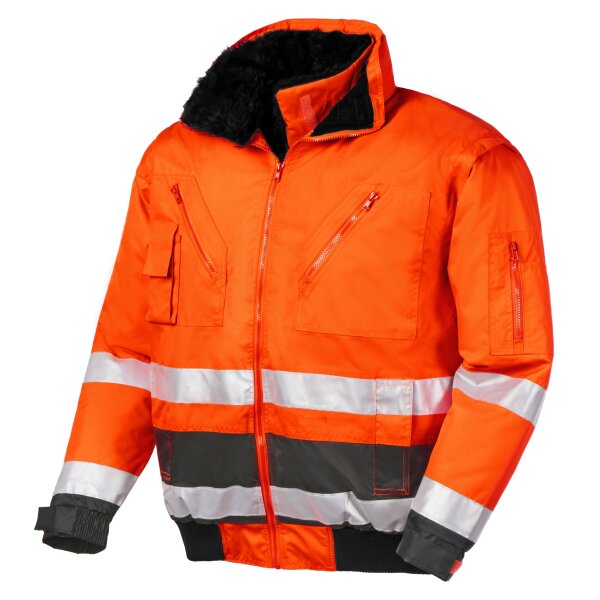 teXXor® Warnschutz-Pilotenjacke VANCOUVER leuchtorange/grau 4107