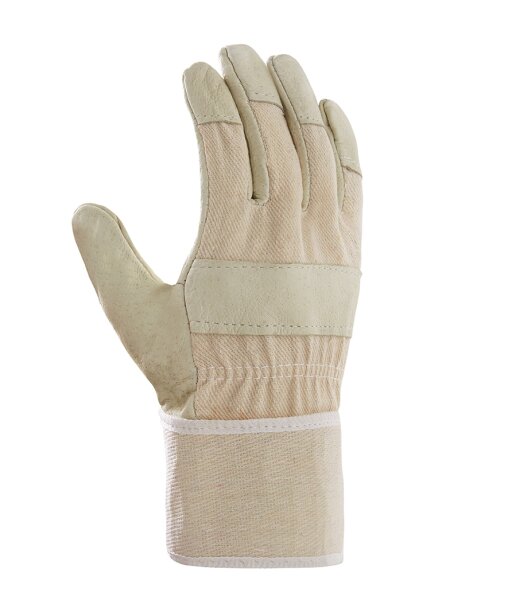 teXXor® Büffelvollleder-Handschuhe 88 BAWA Größe 10 Leder gelb, Drell weiß (1134-10)