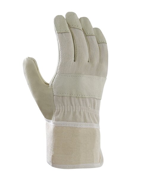 teXXor® Schweinsvollleder-Handschuhe DAMEN-PAWA Größe 8 Leder gelb, Drell weiß (1137-8)