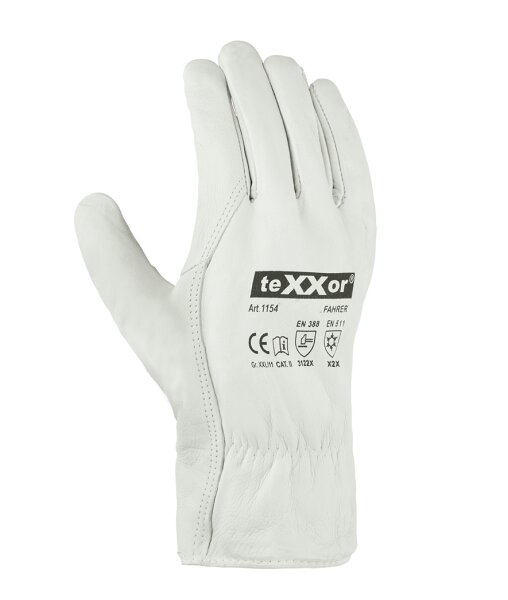teXXor® Rindnappaleder-Winterhandschuhe FAHRER-WINTER Größe 10 natur (1154-10)