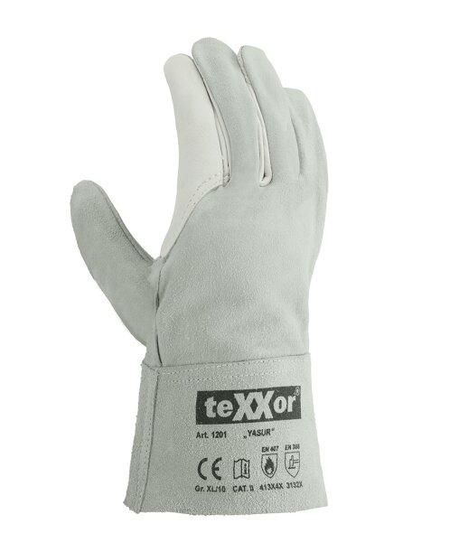 teXXor® Rindvoll-/Spaltleder Handschuhe YASUR Größe 10 natur (1201-10)