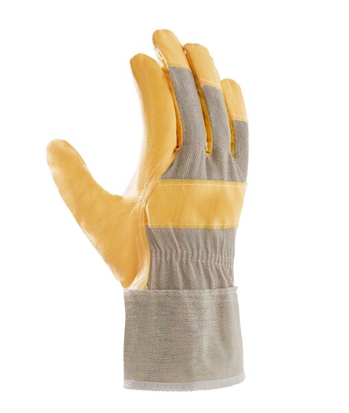 teXXor® Kunstleder-Handschuhe 88 PVWA-TOP Größe 10 Kunstleder gelb/Drell weiß (2100-10)