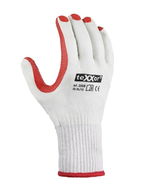 teXXor® Universalhandschuhe LATEXBESCHICHTET Größe 10 natur/rot (2205-10)