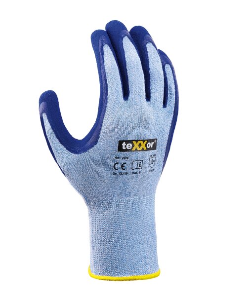 teXXor® Polyester-Strickhandschuhe LATEX Größe 9 hellblau meliert/mittelblau (2229-9)