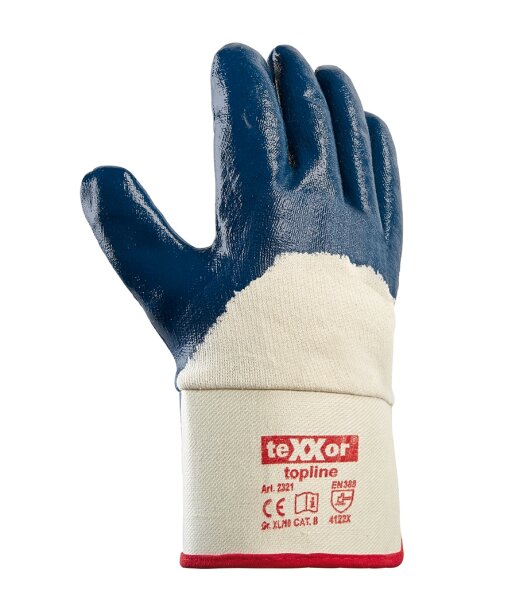 teXXor® topline Nitril-Handschuhe STULPE Größe 11 beige/blau (2321-11)