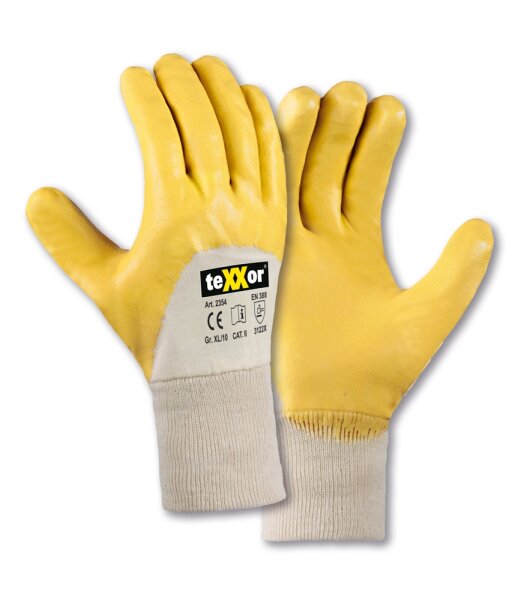 teXXor® Nitril-Handschuhe STRICKBUND Größe 8 gelb (2354-8)