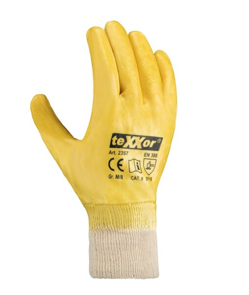 teXXor® Nitril-Handschuhe STRICKBUND Größe 10 gelb/beige (2357-10)