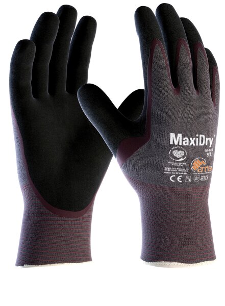 MaxiDry® Nylon-Strickhandschuhe (56-424) Größe 12 lila/schwarz (2371-12)