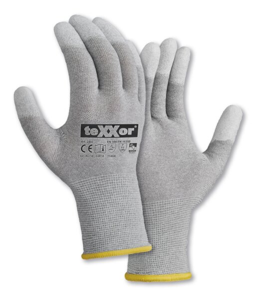 teXXor® Strickhandschuhe ESD 1 Größe 8 grau/ weiß (2403-8)