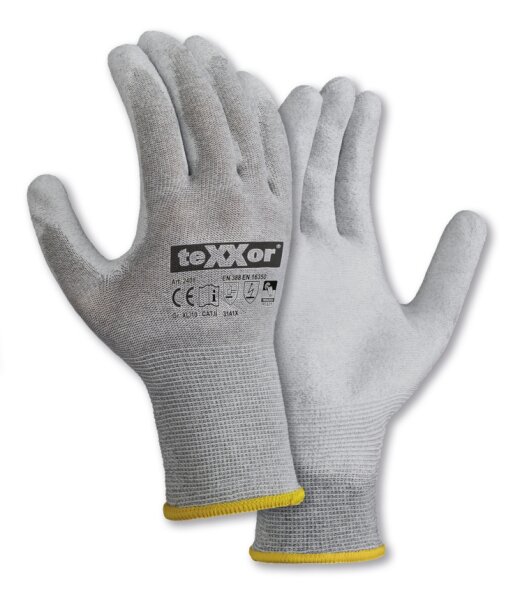 teXXor® Strickhandschuhe ESD 2 Größe 9 grau/ weiß (2408-9)