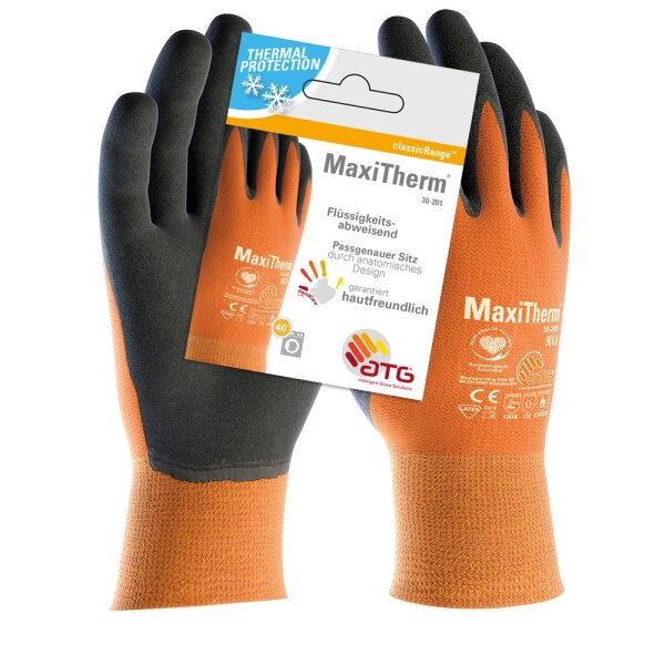 MaxiTherm® Polyacryl/Polyester-Strickhandschuhe (30-201 HCT), SB-Verpackung Größe 11 orange/grau (2572-11)