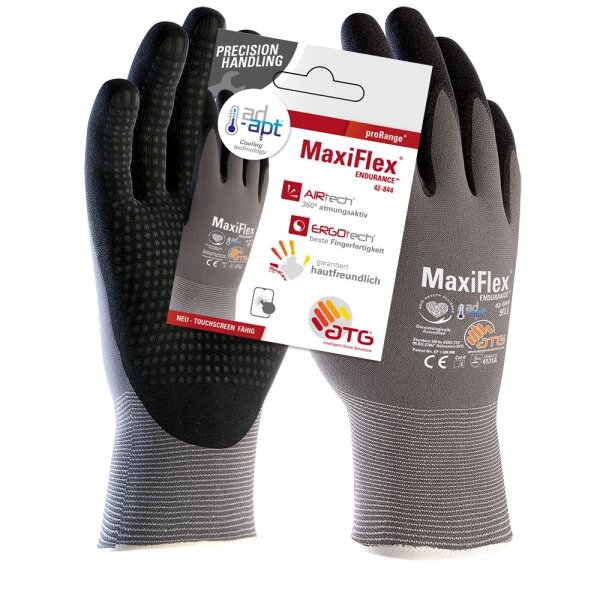 MaxiFlex® Endurance™ AD-APT® Nylon-Strickhandschuhe (42-844 HCT), SB-Verpackung Größe 7 grau/schwarz (2576-7)