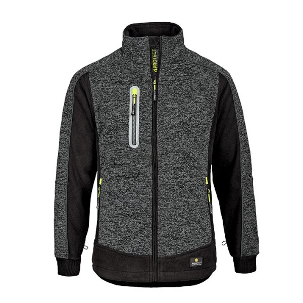 4PROTECT® Wetterschutz Fleecejacke MAINE Größe 5XL schwarz/weiß melange (3355-5XL)