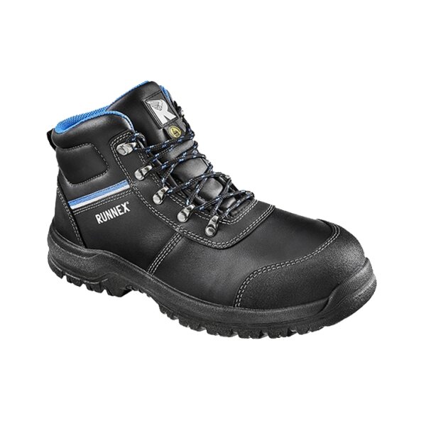 RUNNEX® S3S ESD-Sicherheitsschnürstiefel TeamStar Größe 44 schwarz/blau (5314-44)