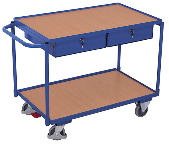 VARIOfit Tischwagen mit 2 Ladeflächen und 2 Schubladen