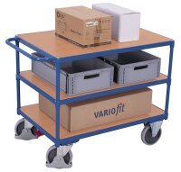 VARIOfit Schwerer Tischwagen mit 3 Ladeflächen